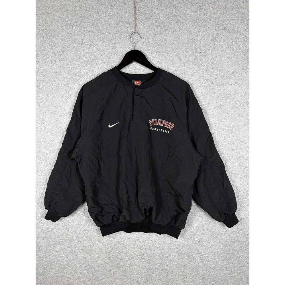 Stanford Basketball Nike Team Pullover Windbreaker Coat Jacket Size M Black